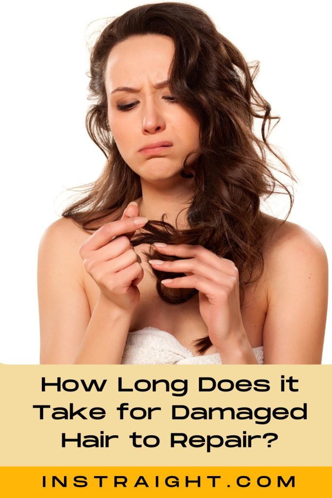 women checking her hair that how long does it take for damaged hair to repair